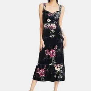 BETSEY JOHNSON Women’s Lisbeth Floral Velvet Midi Dress Size Medium